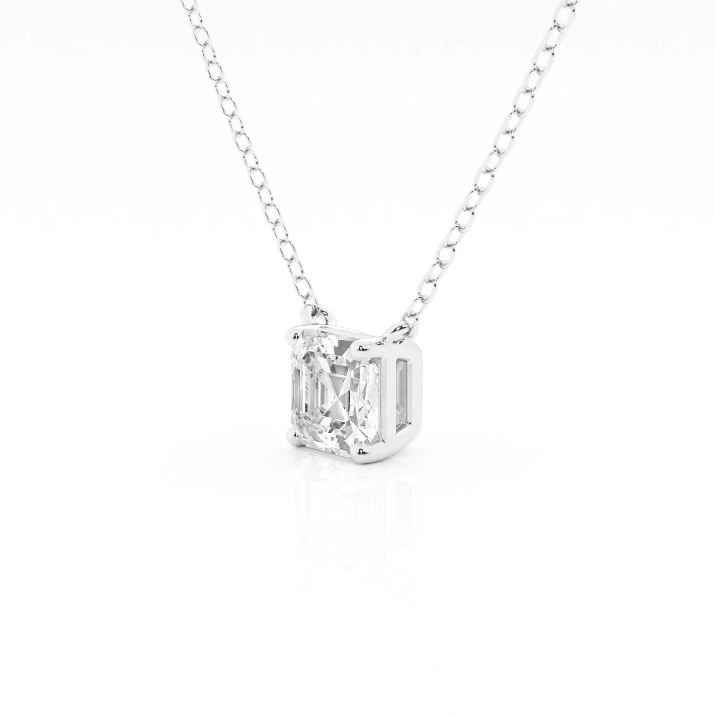 1 Carat Lab Princess Diamond Pendant Necklace In Sterling Silver