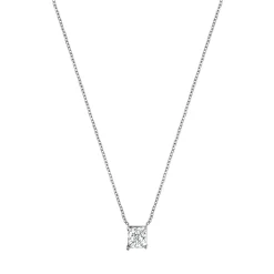 1 Carat Lab Princess Diamond Pendant Necklace In Sterling Silver