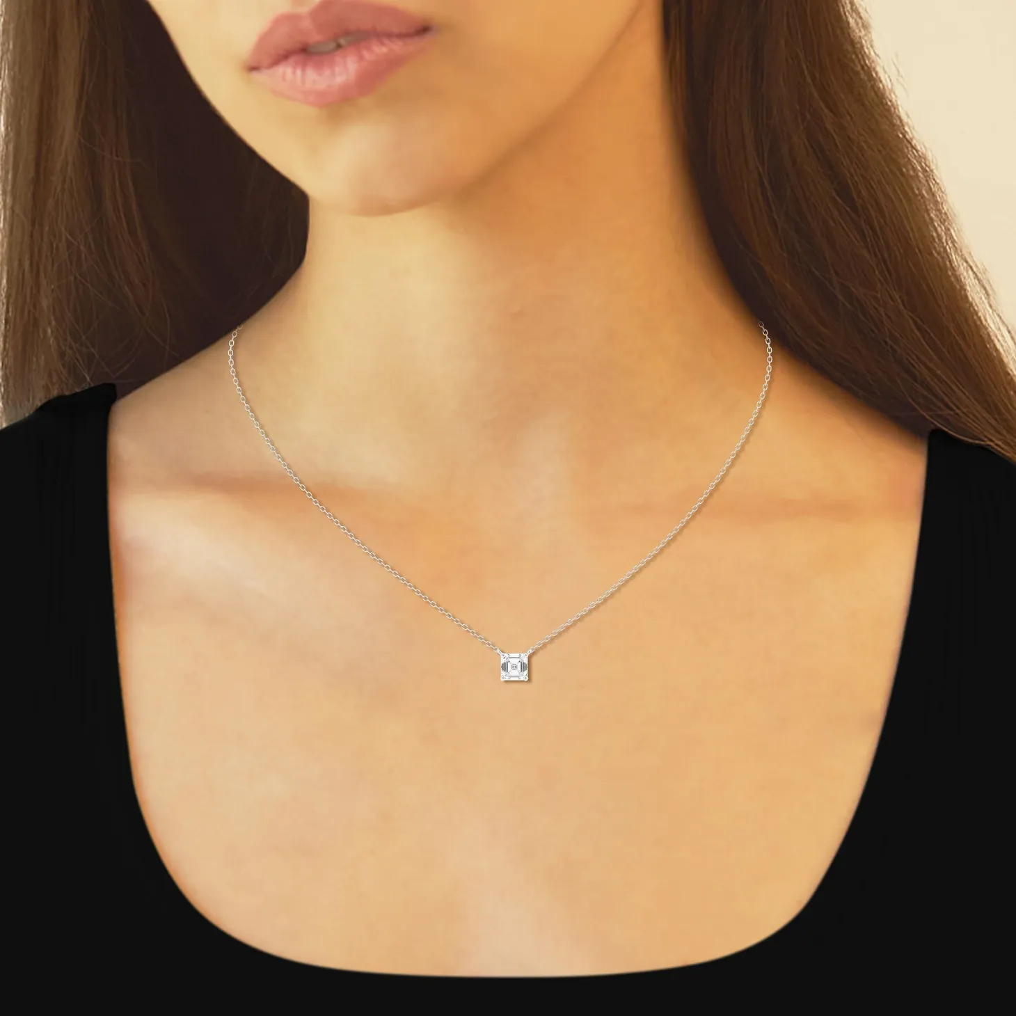 1 Carat Lab Princess Diamond Pendant Necklace In Sterling Silver