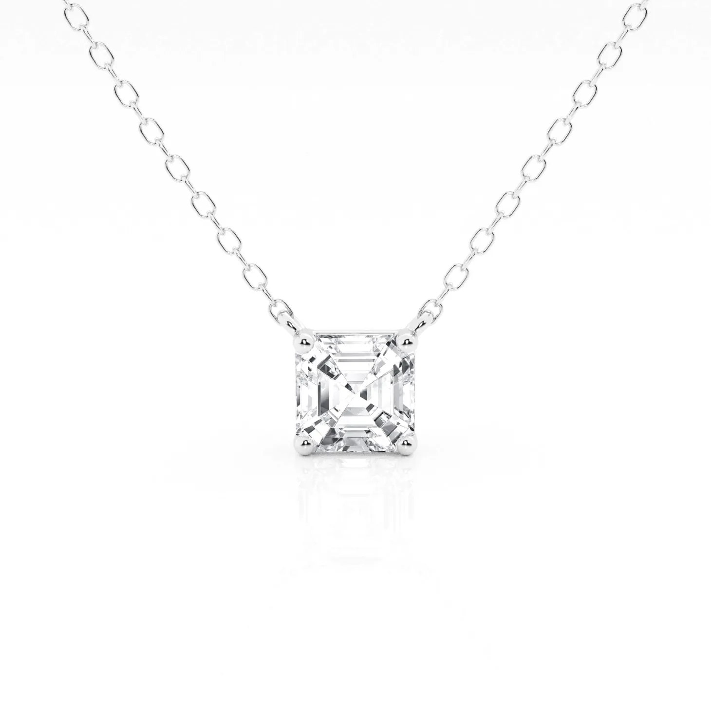 1 Carat Lab Princess Diamond Pendant Necklace In Sterling Silver