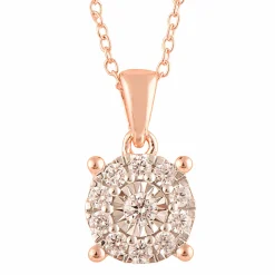 0.25 Carat Lab Round Cluster Diamond Pendant Necklace In Rose Gold