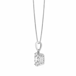 0.50 Carat Lab Round Cluster Diamond Pendant Sterling Silver Necklace