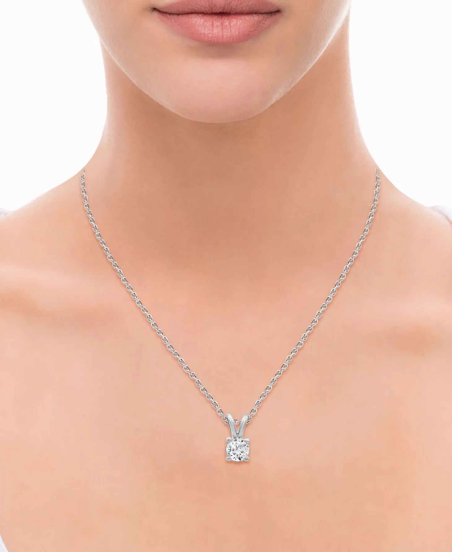 0.50 Carat Lab Round Cut Solitaire Diamond Necklace Set