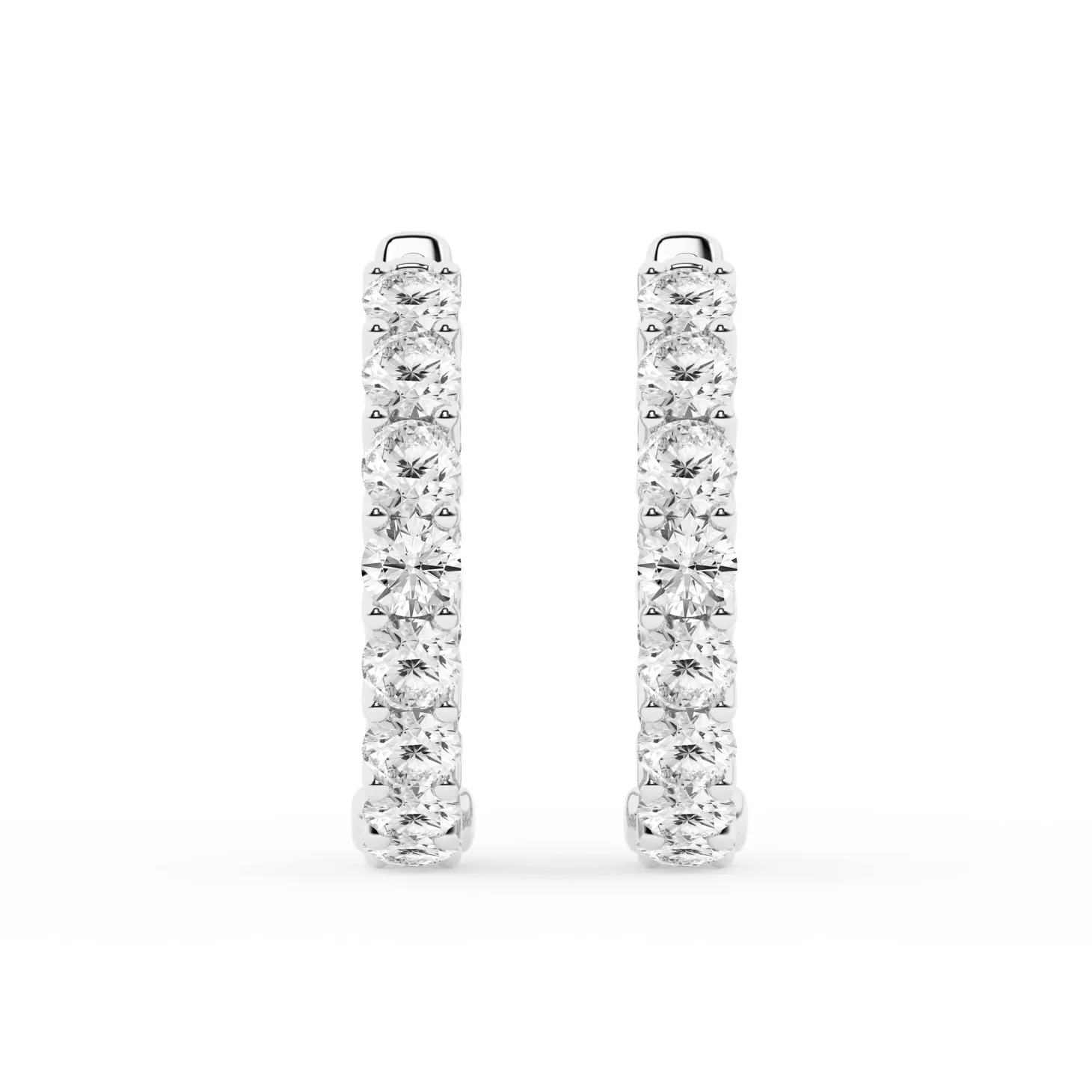 2 Carat Lab Round Inside Out Diamond Hoop Earrings In Sterling Silver