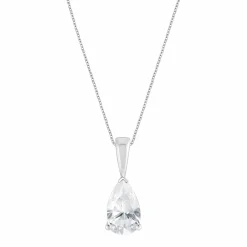 1 Carat Lab Solitaire Pear Cut Diamond Pendant Necklace
