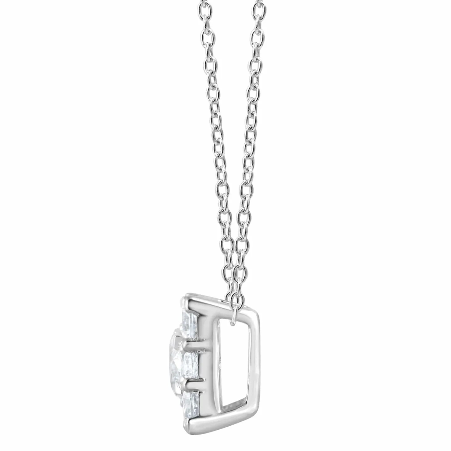1 Carat Lab Square Cluster Diamond Pendant Necklace In Sterling Silver