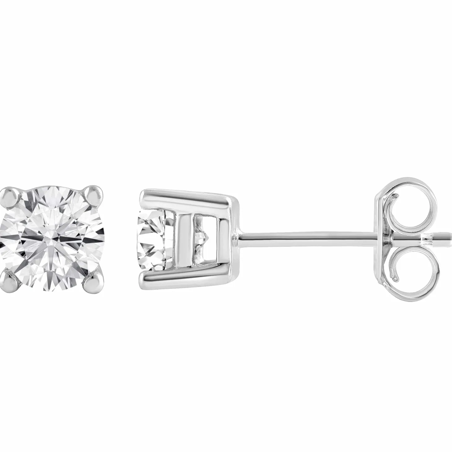1 Carat Lab Sterling Silver And Yellow Gold Plated Silver Diamond Stud Earrings