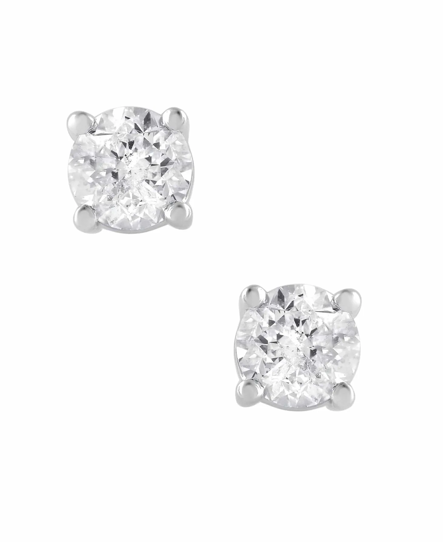 1 Carat Lab Sterling Silver And Yellow Gold Plated Silver Diamond Stud Earrings