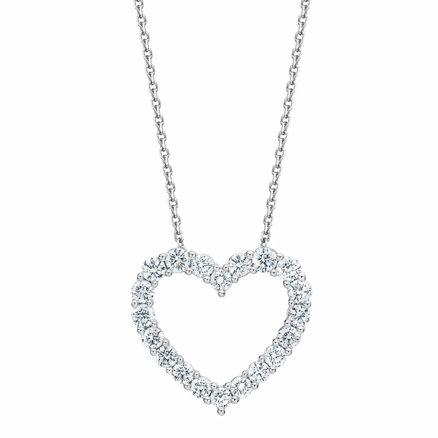 1 Carat Lab Sterling Silver Diamond Heart Pendant Necklace