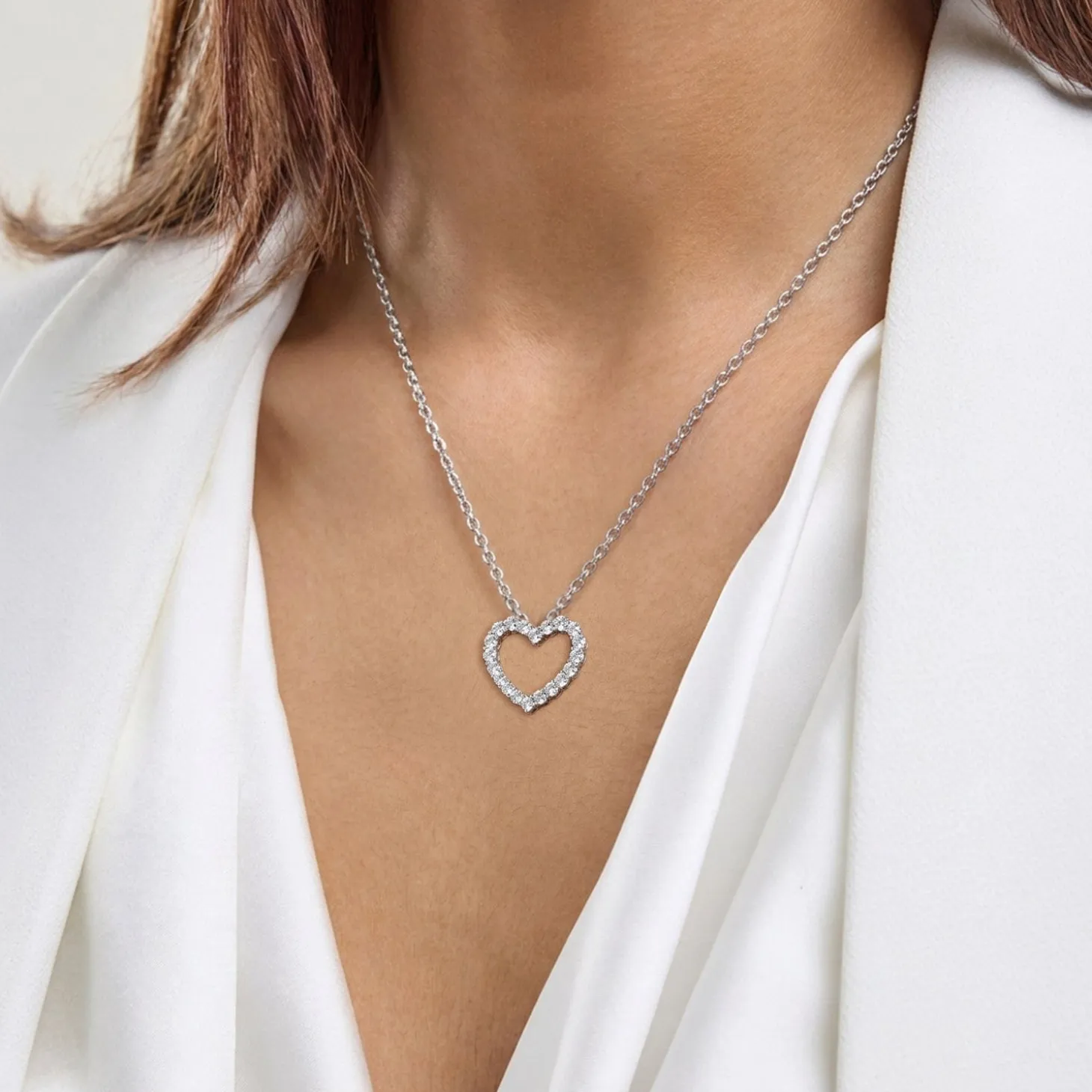 1 Carat Lab Sterling Silver Diamond Heart Pendant Necklace