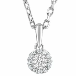 0.50 Carat Lab Sterling Silver Diamond Halo Necklace And Earrings Set