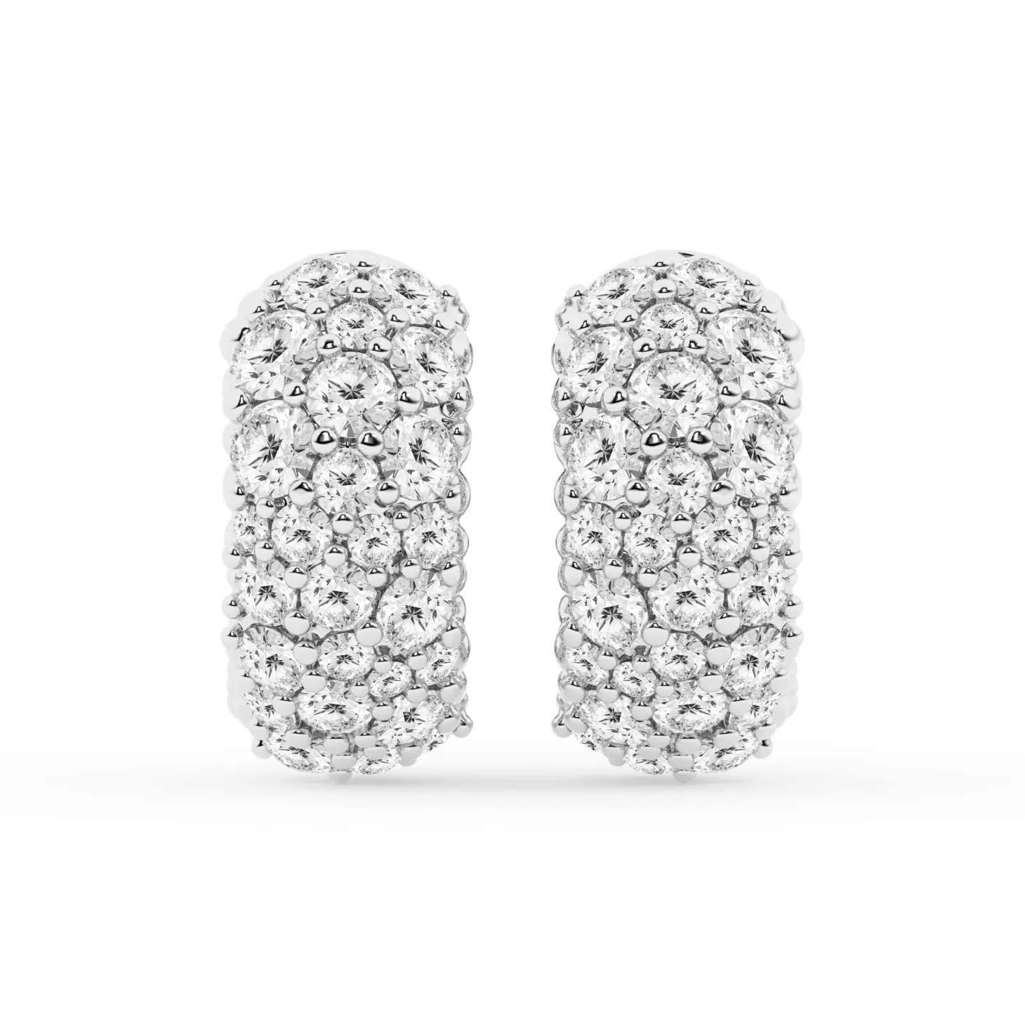 2 Carat Round Lab Cluster Diamond Hoop Earrings In Sterling Silver