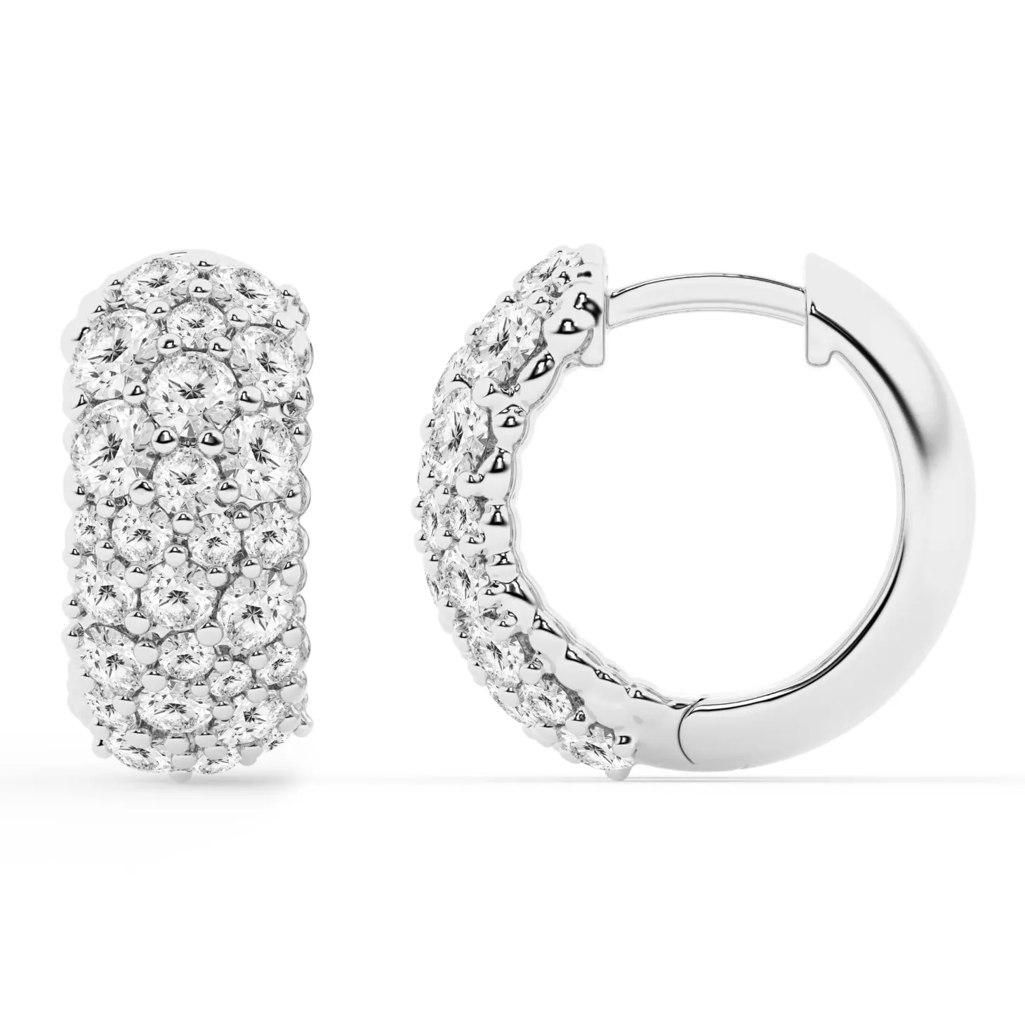 2 Carat Round Lab Cluster Diamond Hoop Earrings In Sterling Silver