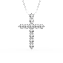 1 Carat Round Lab Diamond Cross Pendant Necklace