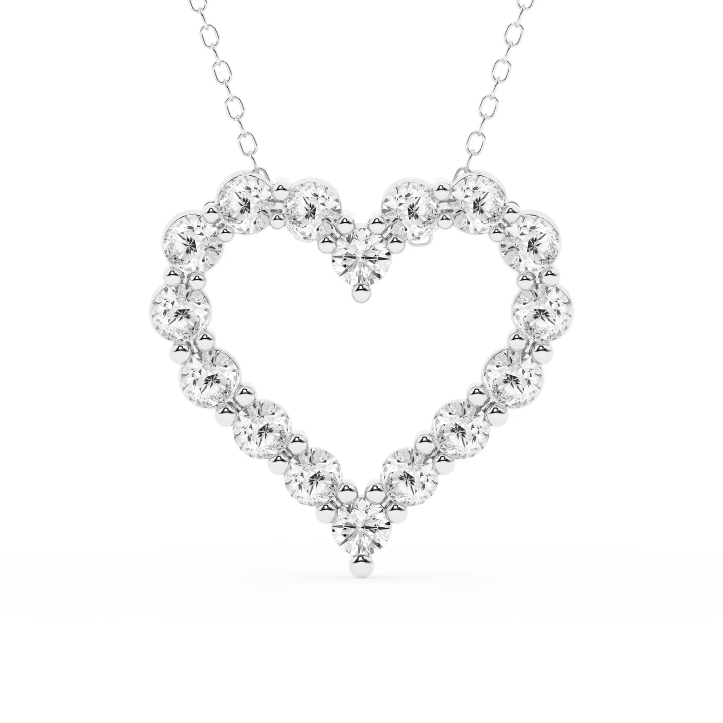 2 Carat Round Lab Diamond Heart Pendant Necklace In Sterling Silver
