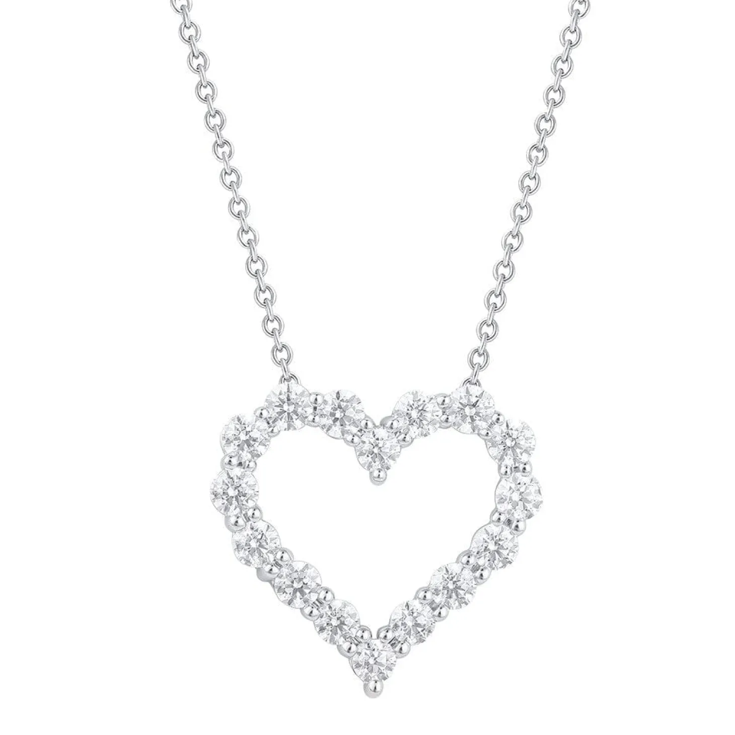 2 Carat Round Lab Diamond Heart Pendant Necklace In Sterling Silver