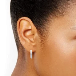 0.25 Carat Single Row Lab Diamond Hoop Earrings in Sterling Silver