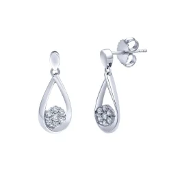 0.30 Carat Sterling Silver Lab Diamond Dangle Drop Earrings Gift Box Set
