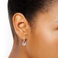 0.30 Carat Sterling Silver Lab Diamond Dangle Drop Earrings Gift Box Set