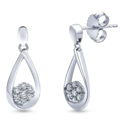 0.30 Carat Sterling Silver Lab Diamond Dangle Drop Earrings Gift Box Set