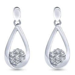 0.30 Carat Sterling Silver Lab Diamond Dangle Drop Earrings Gift Box Set