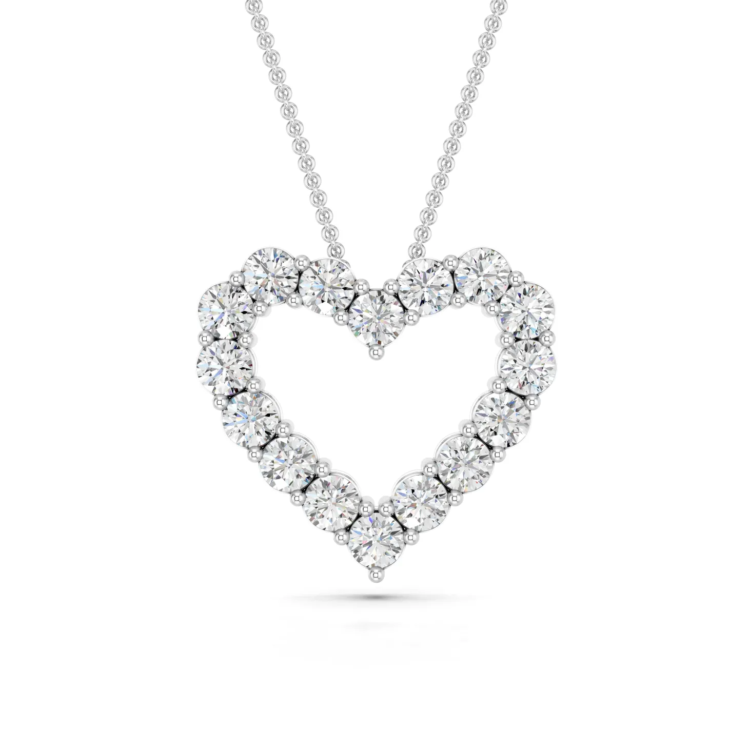 1 Carat Sterling Silver Lab Diamond Heart Pendant Necklace