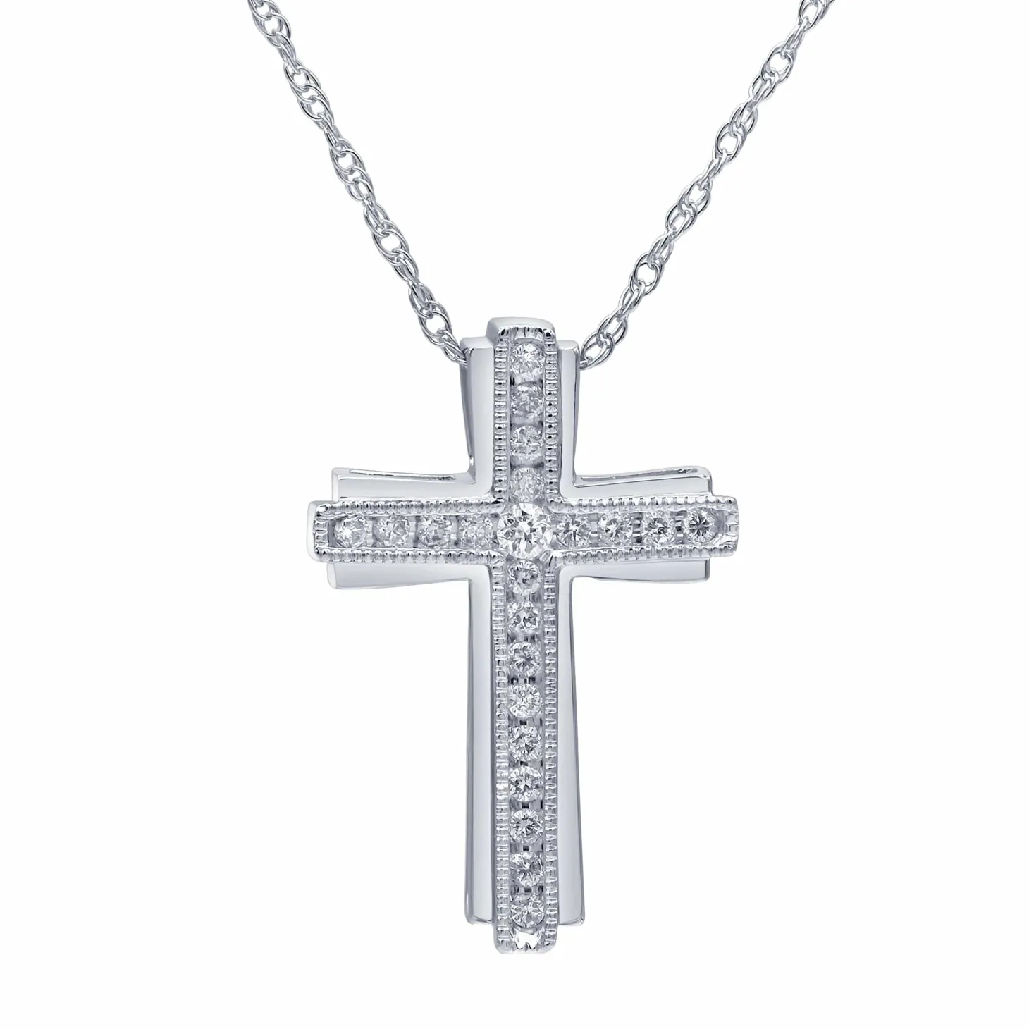 0.25 Carat Sterling Silver Lab Diamond Cross Necklace