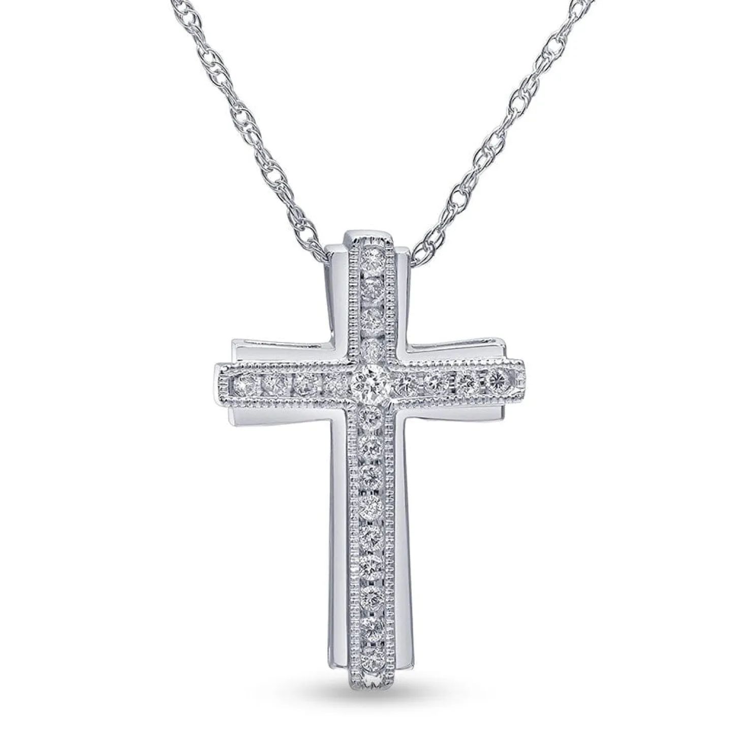 0.25 Carat Sterling Silver Lab Diamond Cross Necklace