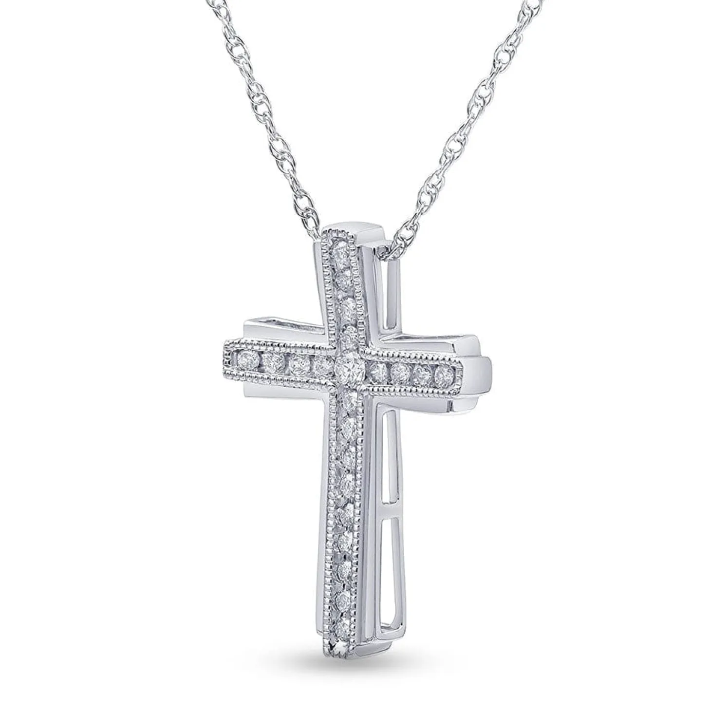 0.25 Carat Sterling Silver Lab Diamond Cross Necklace