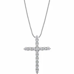 0.50 Carat Sterling Silver Lab Diamond Cross Pendant Necklace