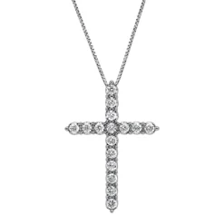 0.50 Carat Sterling Silver Lab Diamond Cross Pendant Necklace