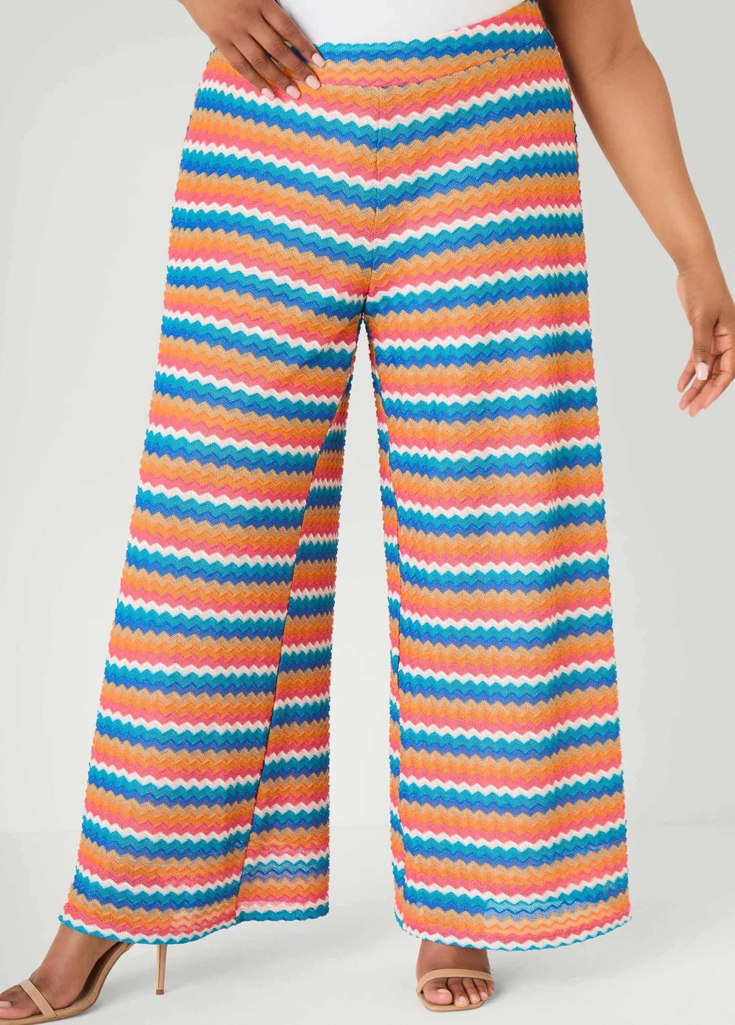 Chevron Knit Wide Leg Pants