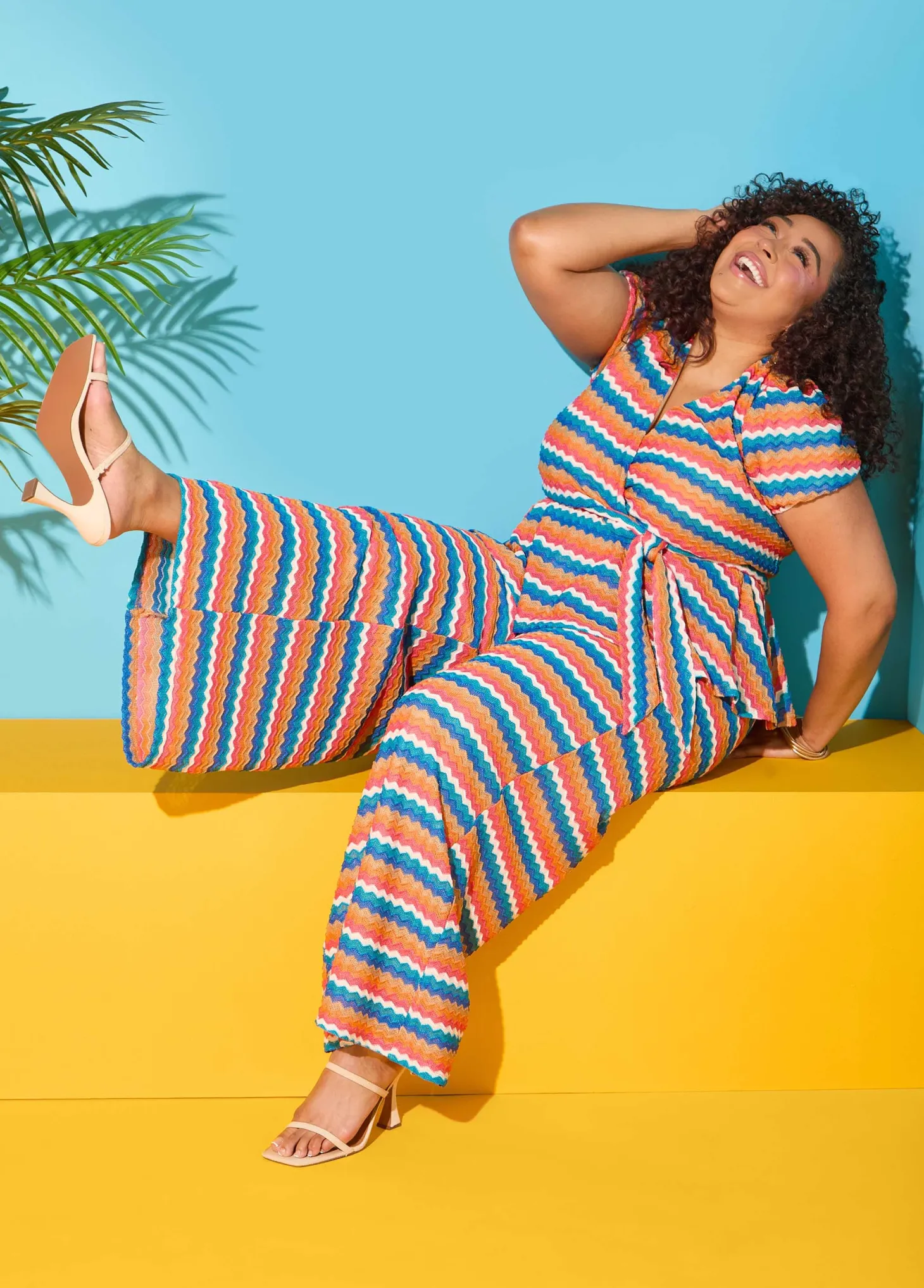 Chevron Knit Wide Leg Pants