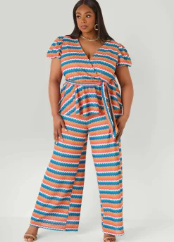 Chevron Knit Wide Leg Pants