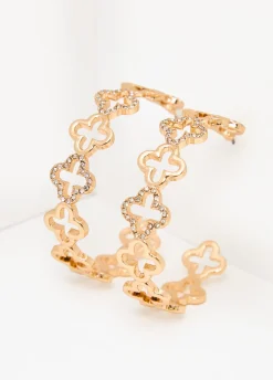 Clover Gold Tone Hoop Earrings