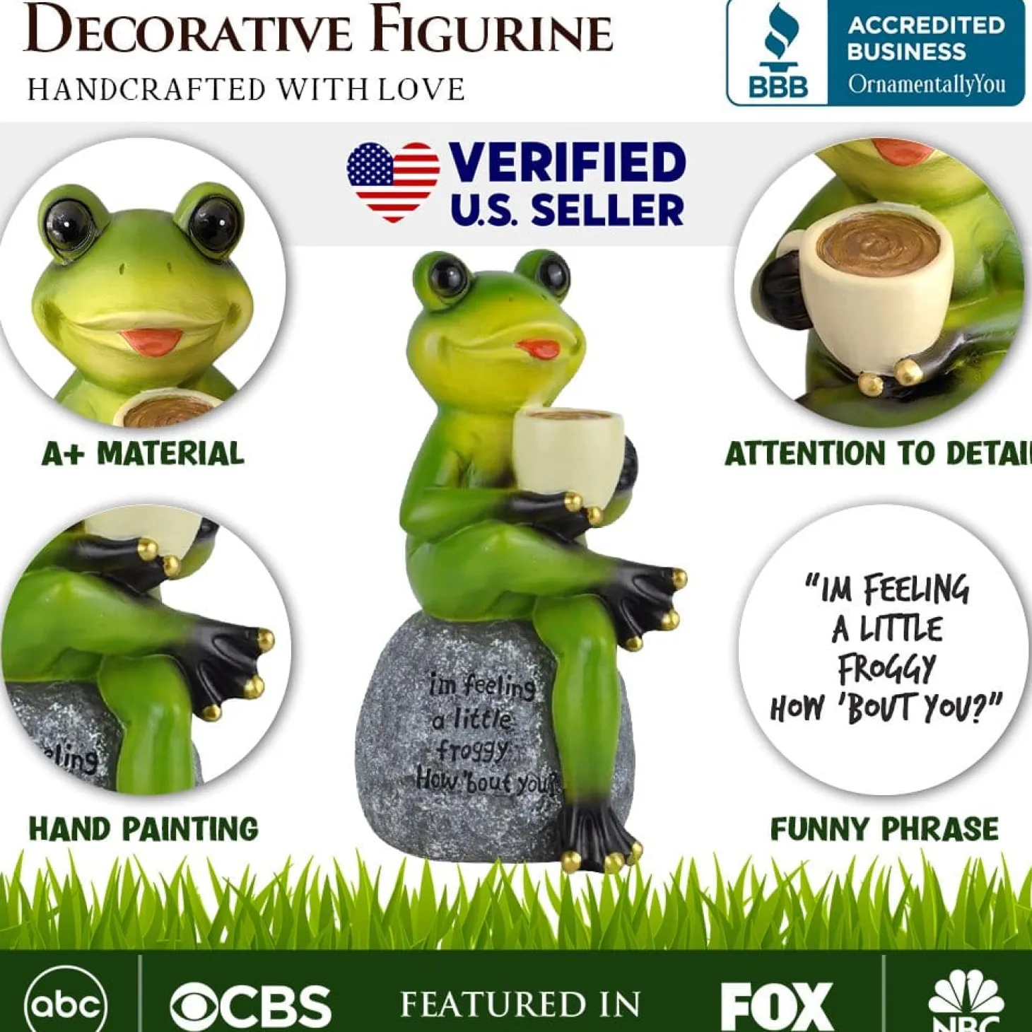 Coffee Frog Garden Statue