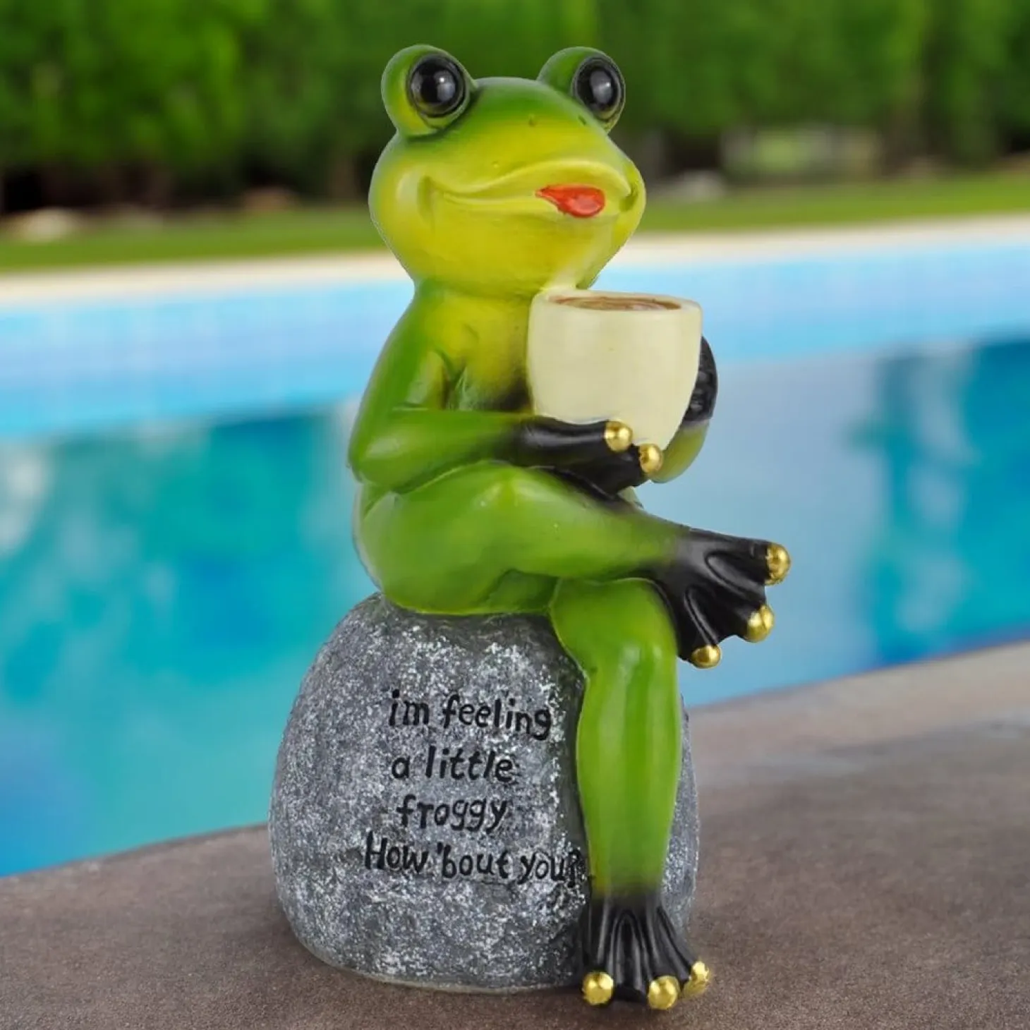 Coffee Frog Garden Statue