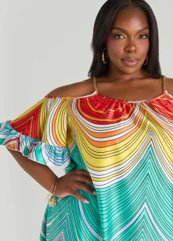 Cold Shoulder Striped Dress