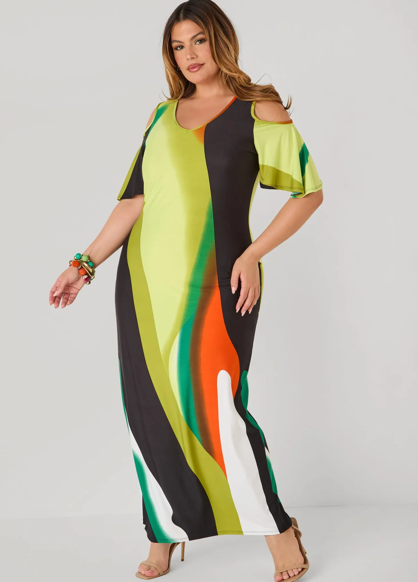 Cold Shoulder Watercolor Dress