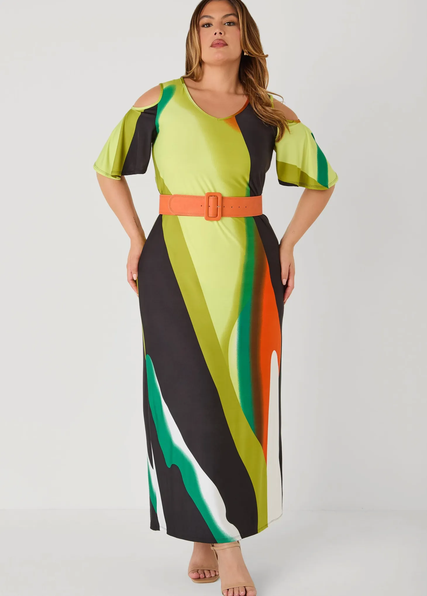 Cold Shoulder Watercolor Dress