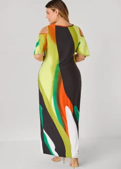 Cold Shoulder Watercolor Dress