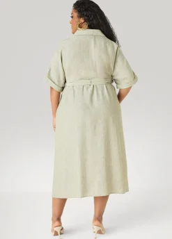 Collared Shirtdress with Tie Waist