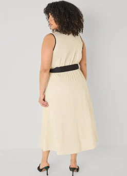 Cotton Blend A Line Wrap Dress