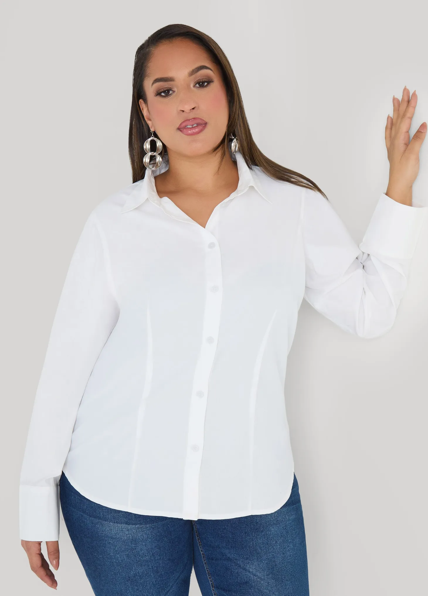Cotton Blend Collared Shirt