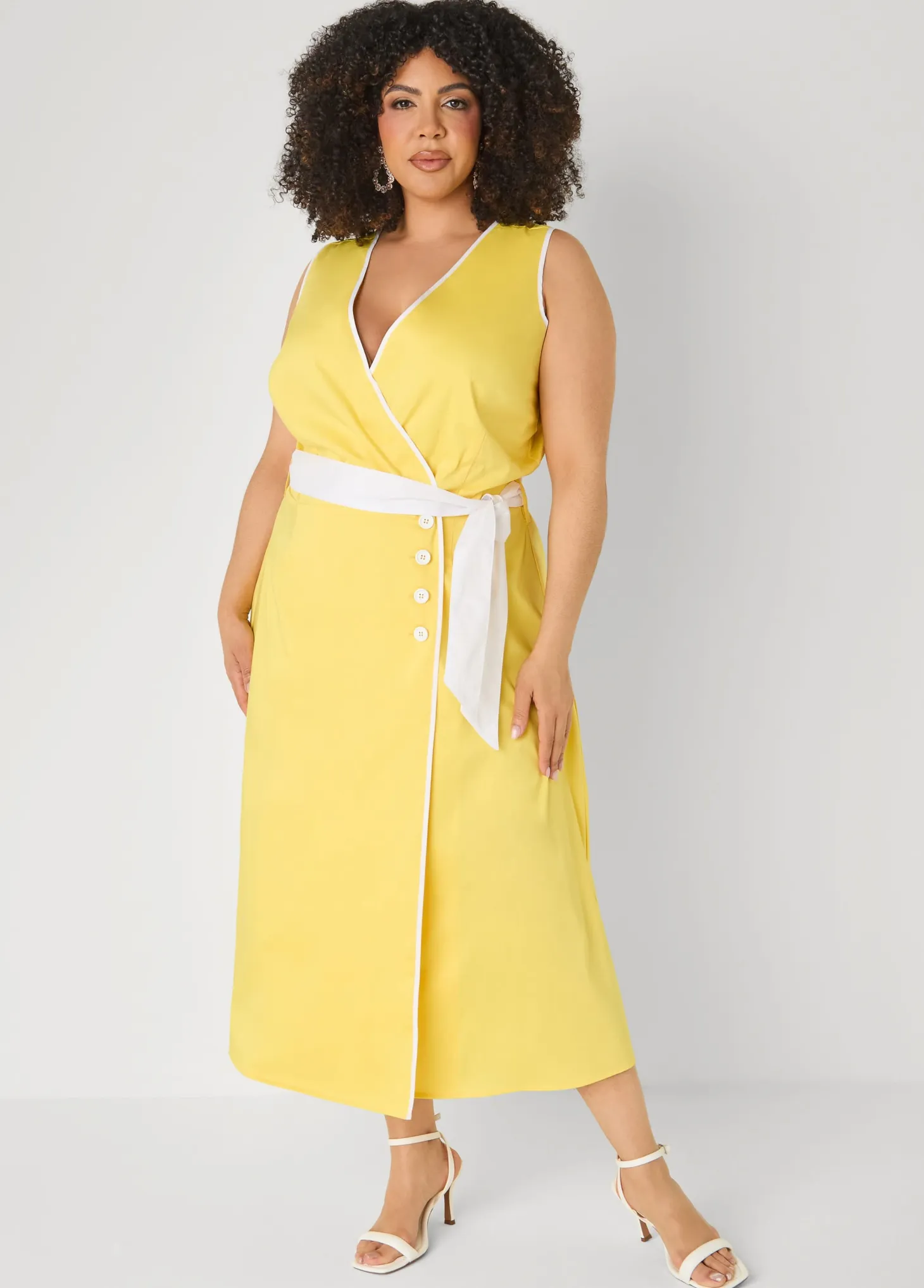 Cotton Blend Wrap Dress