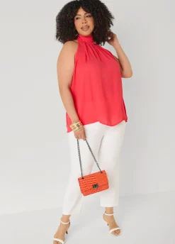 Crepe High Neck Top