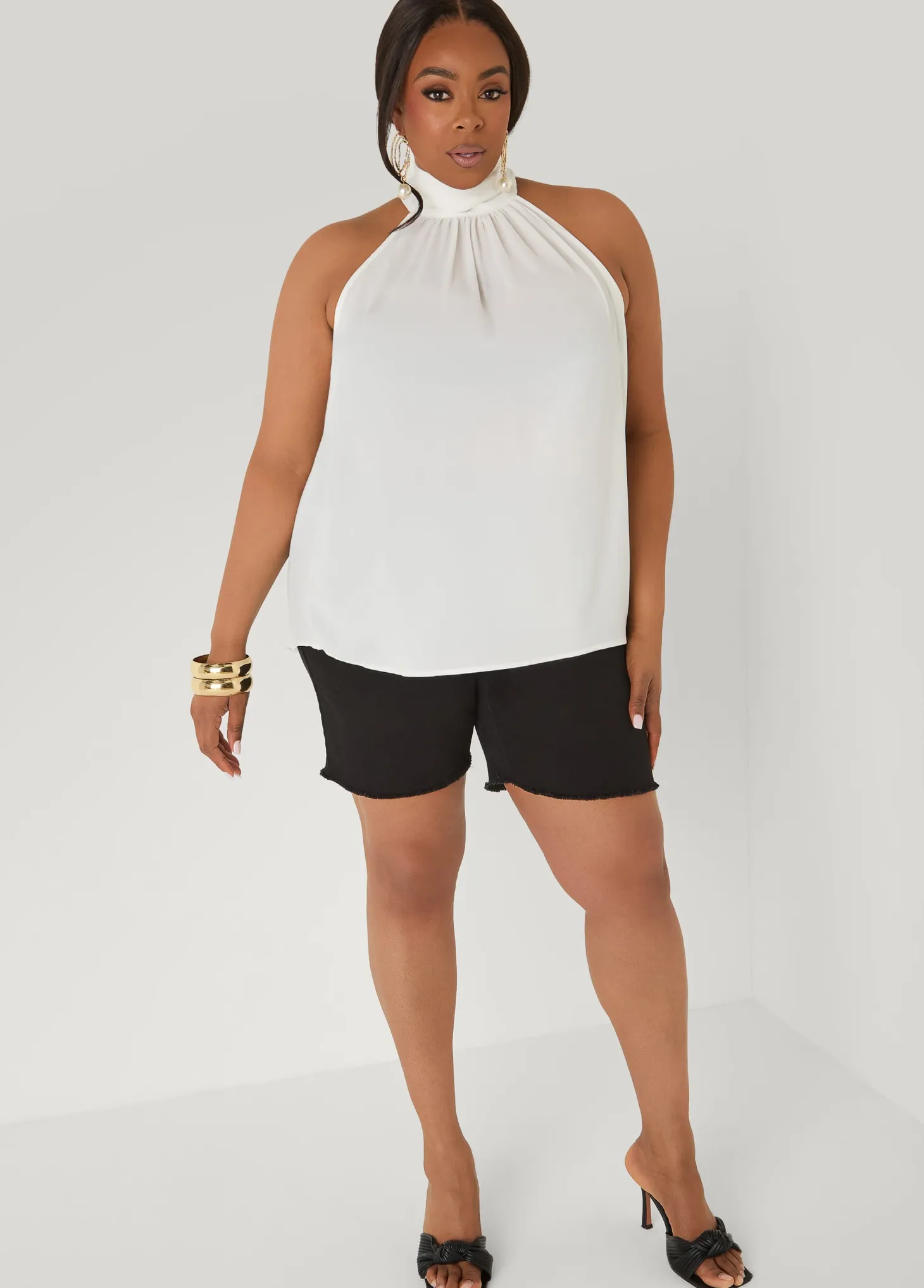 Crepe High Neck Top