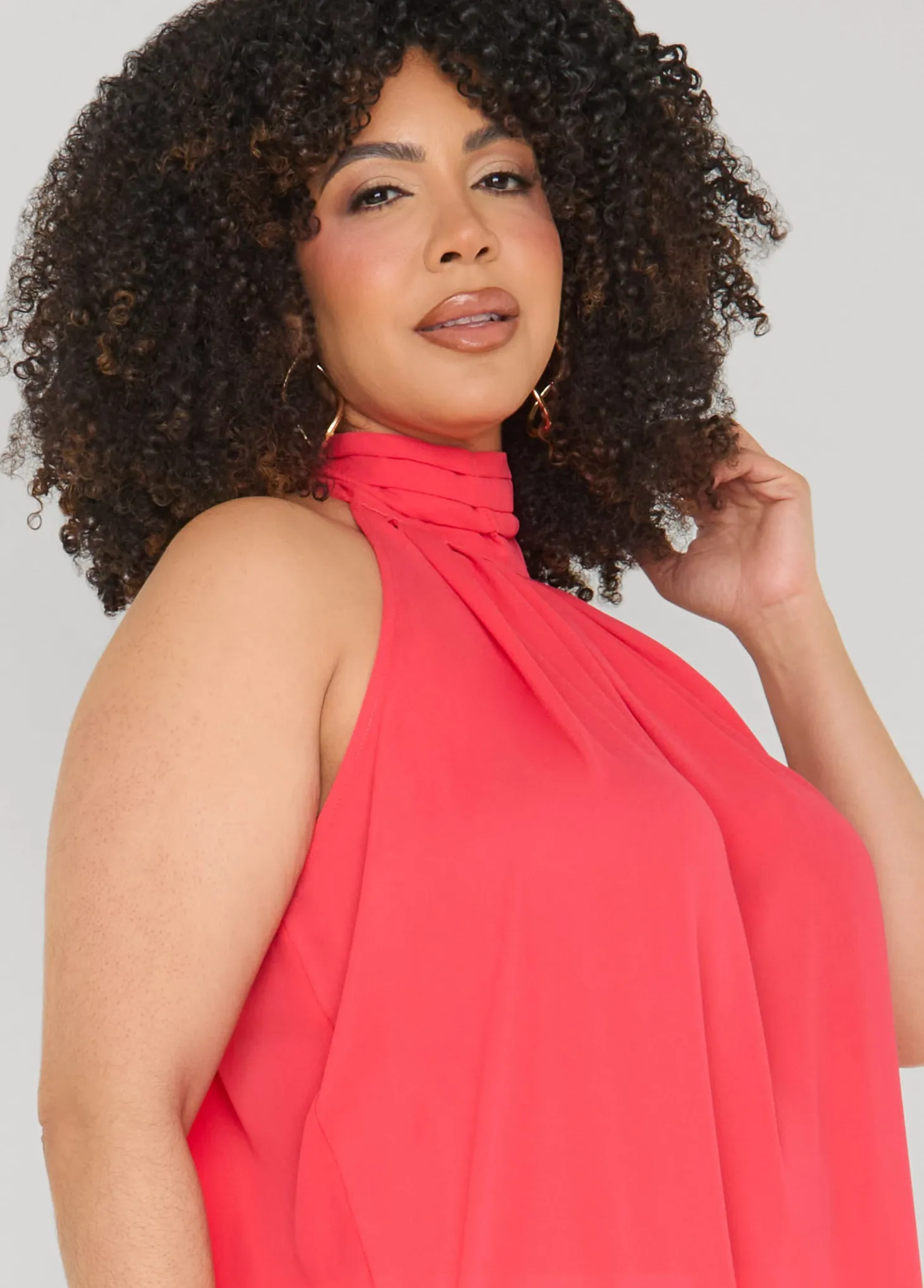 Crepe High Neck Top