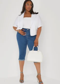 Cropped Stretch Crepe Blazer