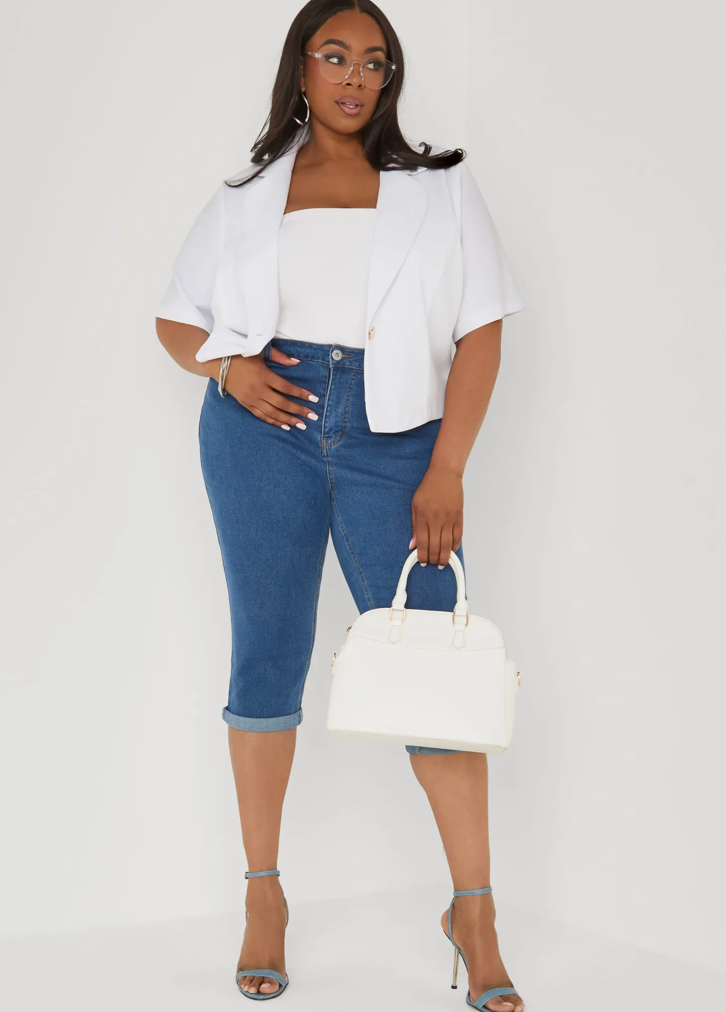 Cropped Stretch Crepe Blazer